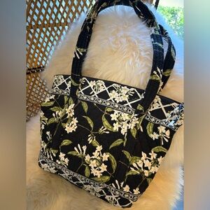 Vera Bradley Retired Jasmine Pattern Tote Floral Black  Bag